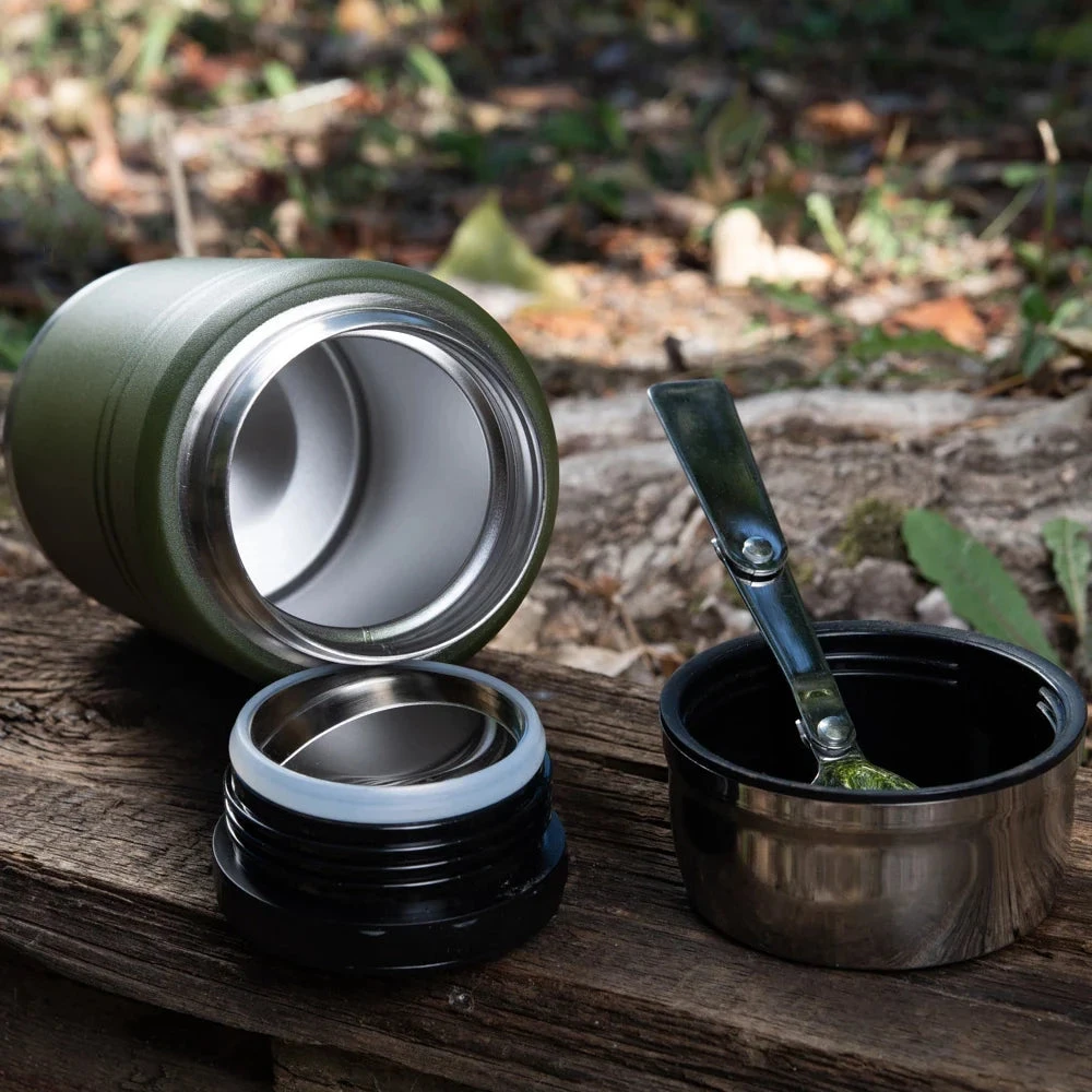 M-Tac maisto termosas su sulankstomu šaukštu 750 ml Olive