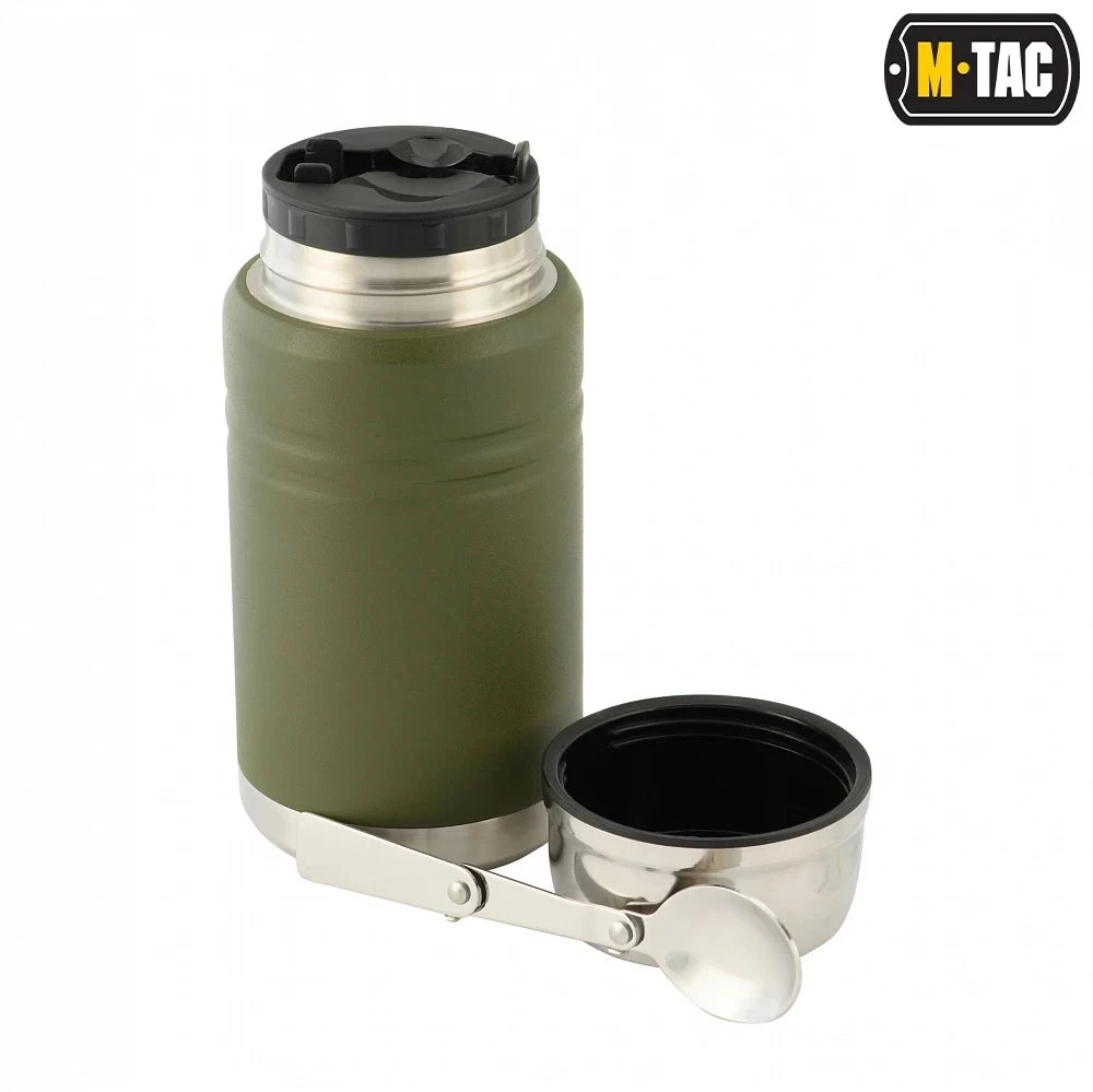 M-Tac maisto termosas su sulankstomu šaukštu 750 ml Olive