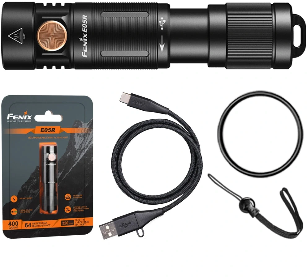 Mikro EDC žibintuvėlis Fenix E05R, 400lm.
