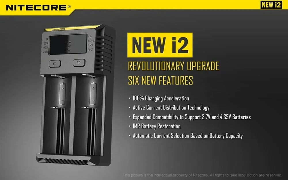 Nitecore New I2 Intellicharger Baterijų Įkroviklis