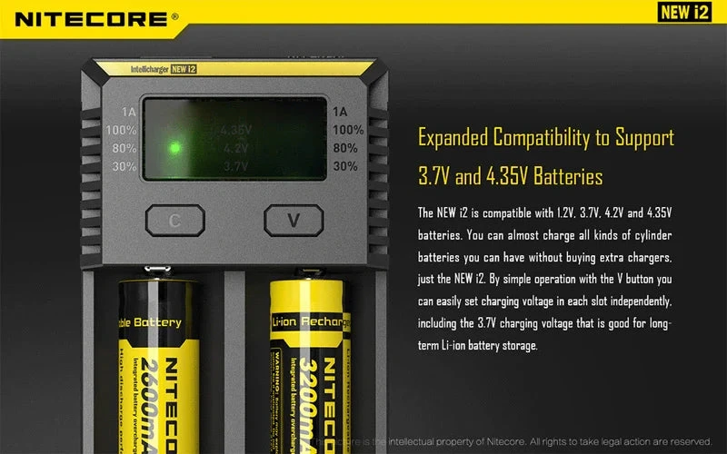 Nitecore New I2 Intellicharger Baterijų Įkroviklis