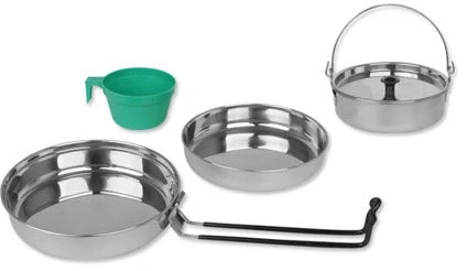 Mil-Tec Cook Set Stainless Steel 1 Person Vieno asmens kelioninis virtuvės reikmenų rinkinys