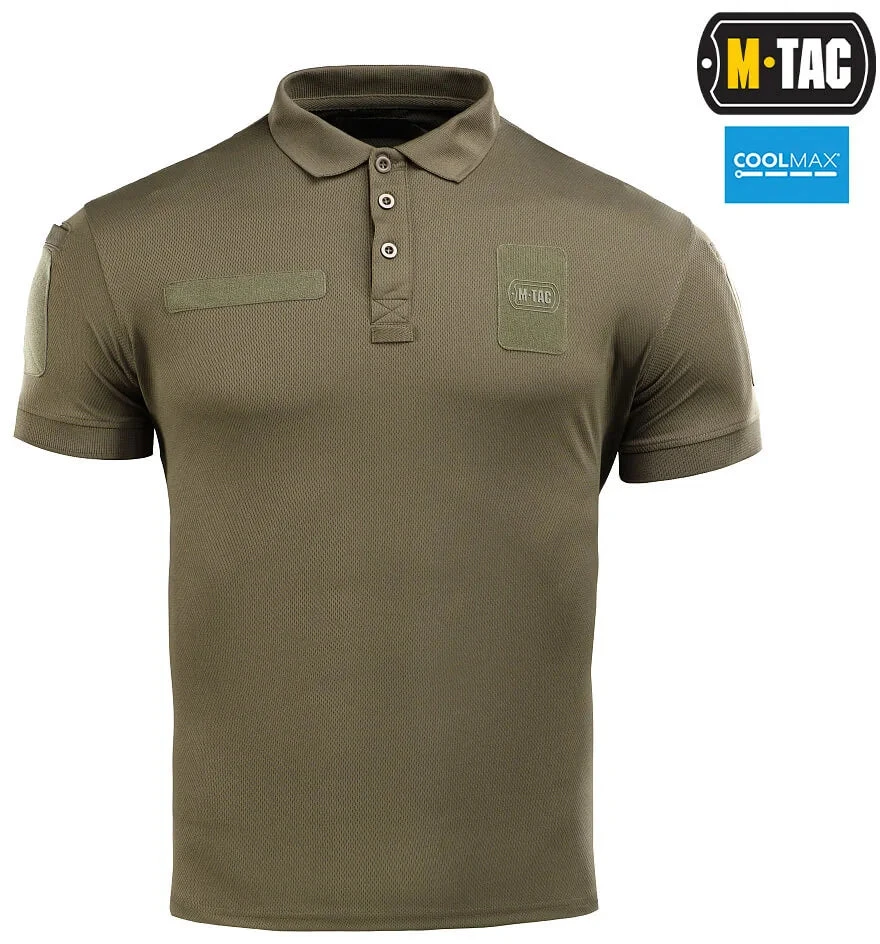 Taktiniai marškinėliai M-Tac Elite Tactical Coolmax, polo stiliaus, Olive Žalias