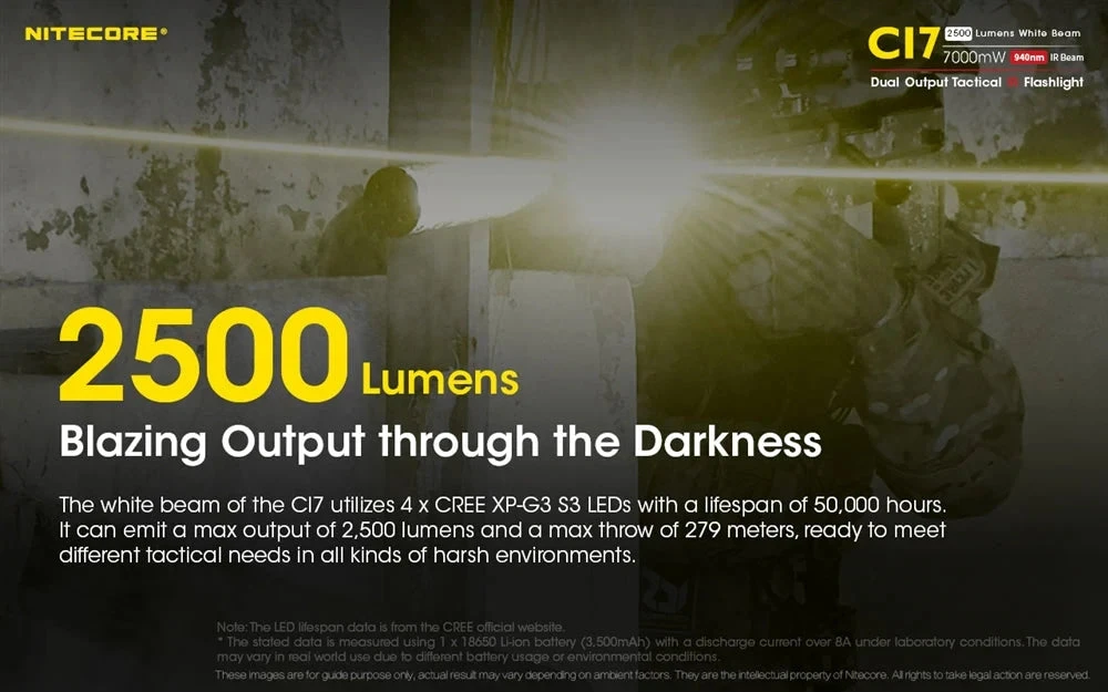 Žibintuvėlis su IR Nitecore CI7, 2500lm