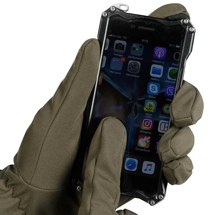 Žieminės pirštinės M-Tac Winter Soft Shell, Olive Žalias