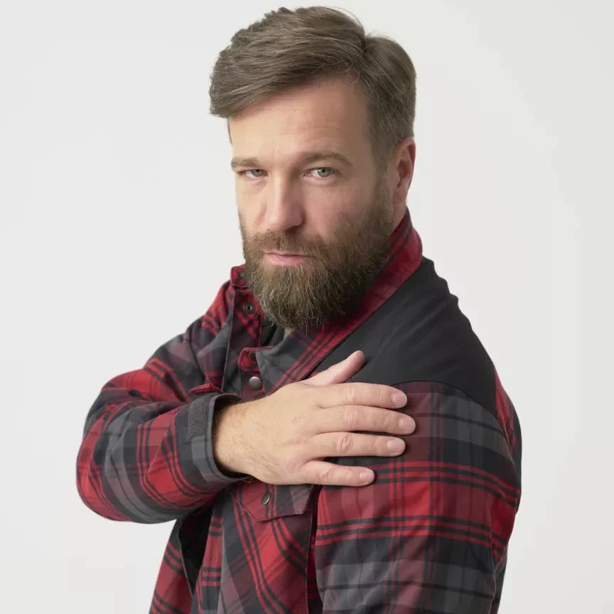 Žieminiai marškiniai Helikon-Tex Winter Warden, Slate Crimson Plaid