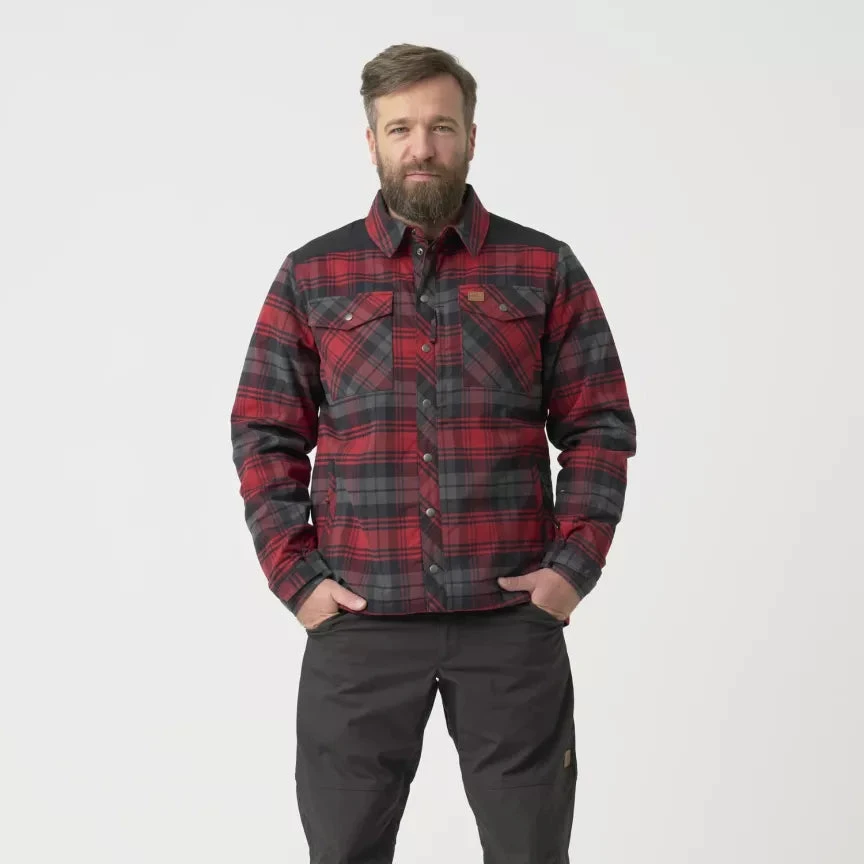 Žieminiai marškiniai Helikon-Tex Winter Warden, Slate Crimson Plaid