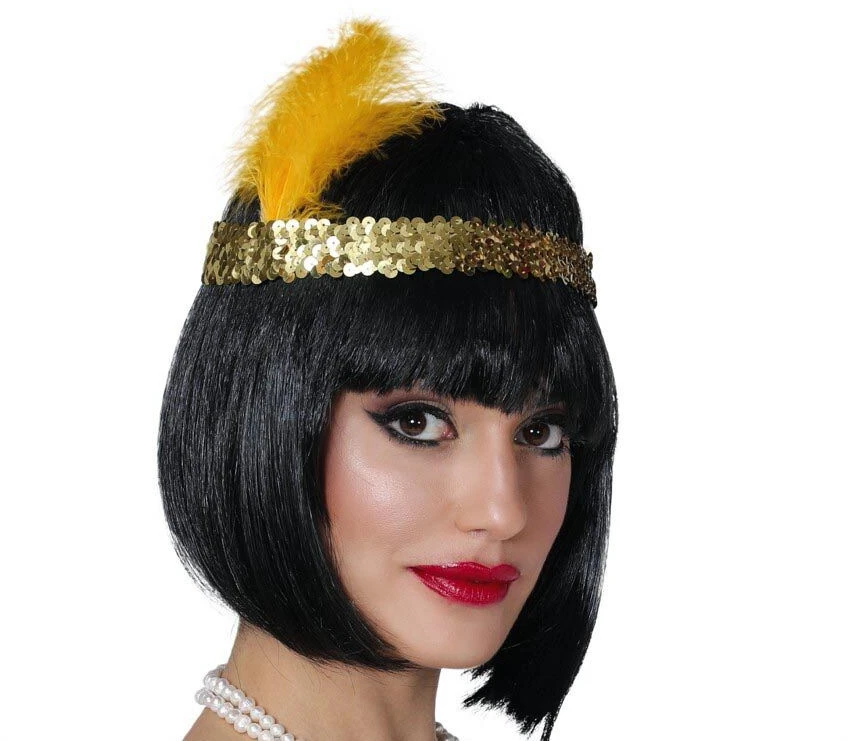 Auksinė Čarlstono tiara su plunksna