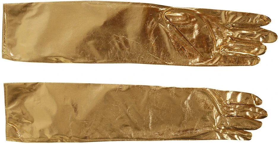 Auksinės metalizuotos pirštinės, 44 cm