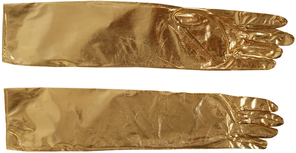 Auksinės metalizuotos pirštinės, 44 cm