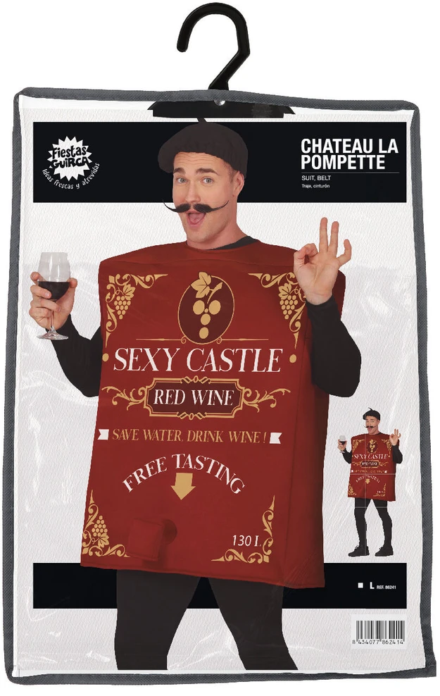 Butelio kostiumas suaugusiems Raudona wine