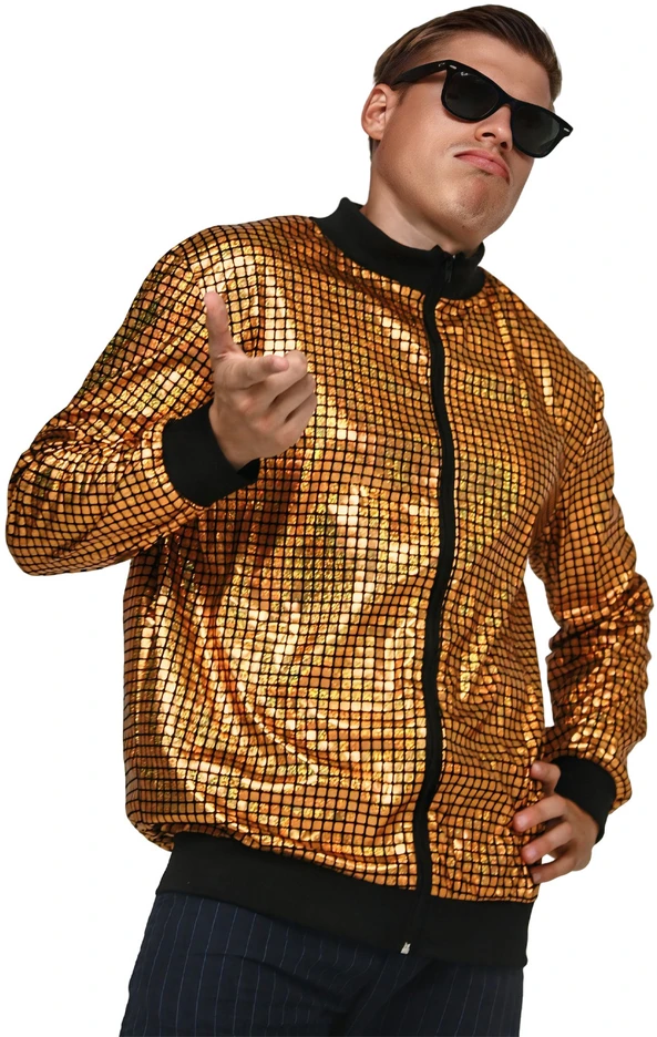 Disco stiliaus auksinė Bomber striukė