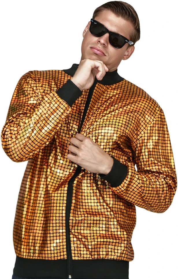 Disco stiliaus auksinė Bomber striukė