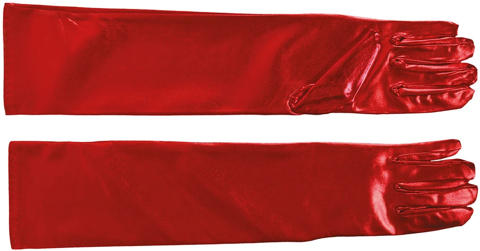 Raudonos metalizuotos pirštinės, 44 cm