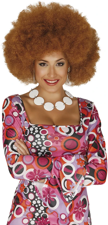 Rudos spalvos afro perukas