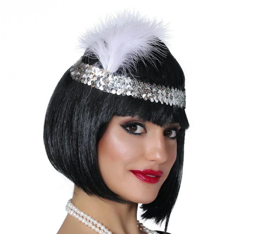 Sidabrinė Čarlstono tiara su plunksna