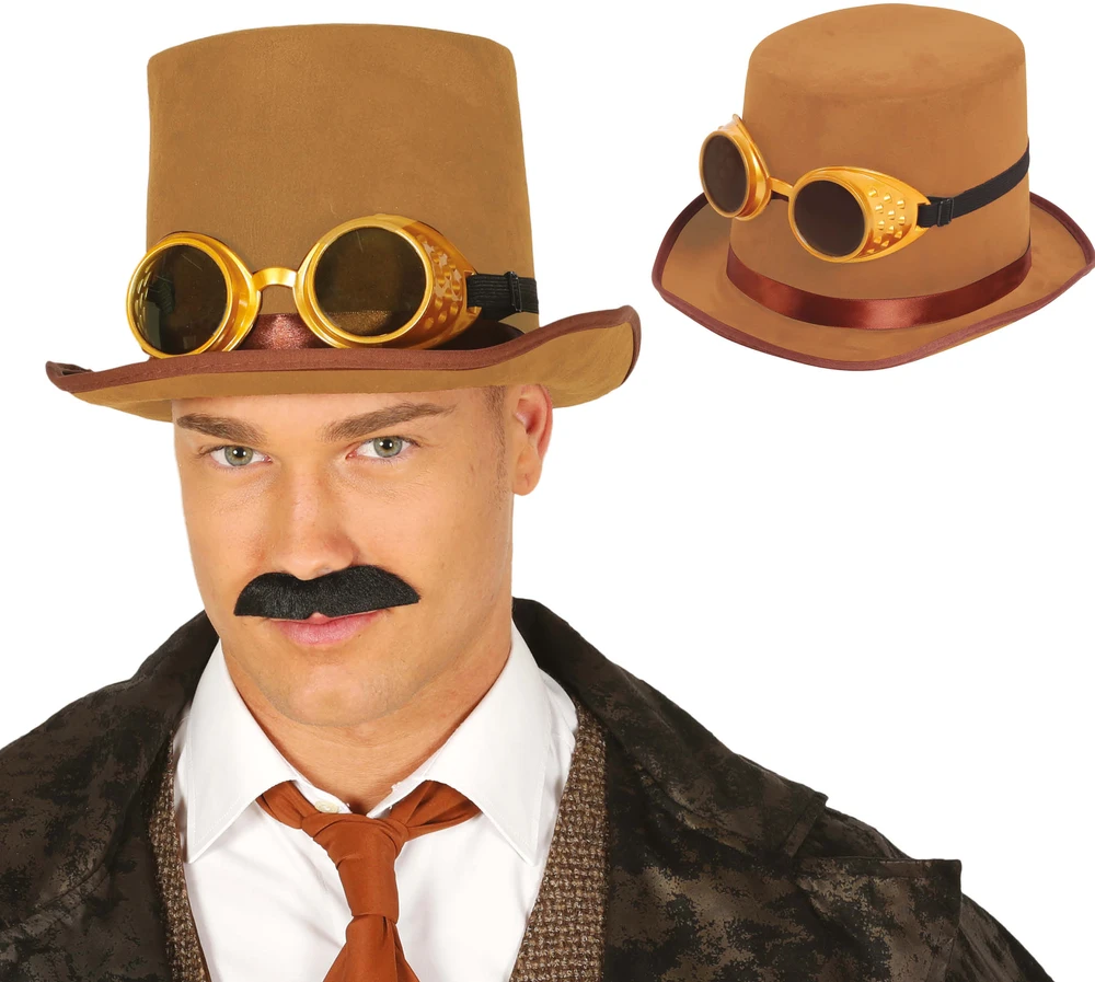Steampunk skrybėlė su akiniais