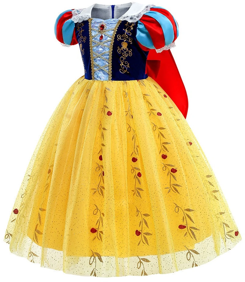 Geltonai juoda princesės suknelė mergaitėms