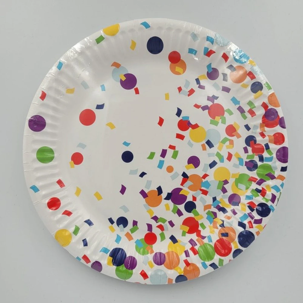 Vienkartinės popierinės lėkštės Confetti , 18 cm, 8 vnt.