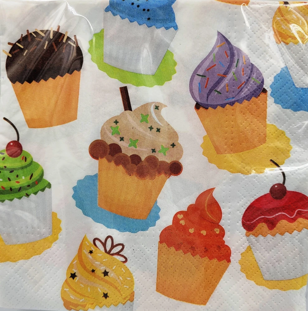 Vienkartinės popierinės servetėlės Cupcake , 33x 33 cm, 20 vnt.