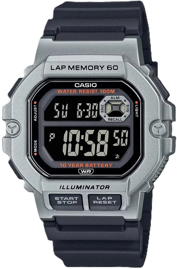 Laikrodis Casio Collection Vintage CASIO SPORT ILLUMINATOR LAP MEMORY 60 - Juodas WS-1400H-1BVCF
