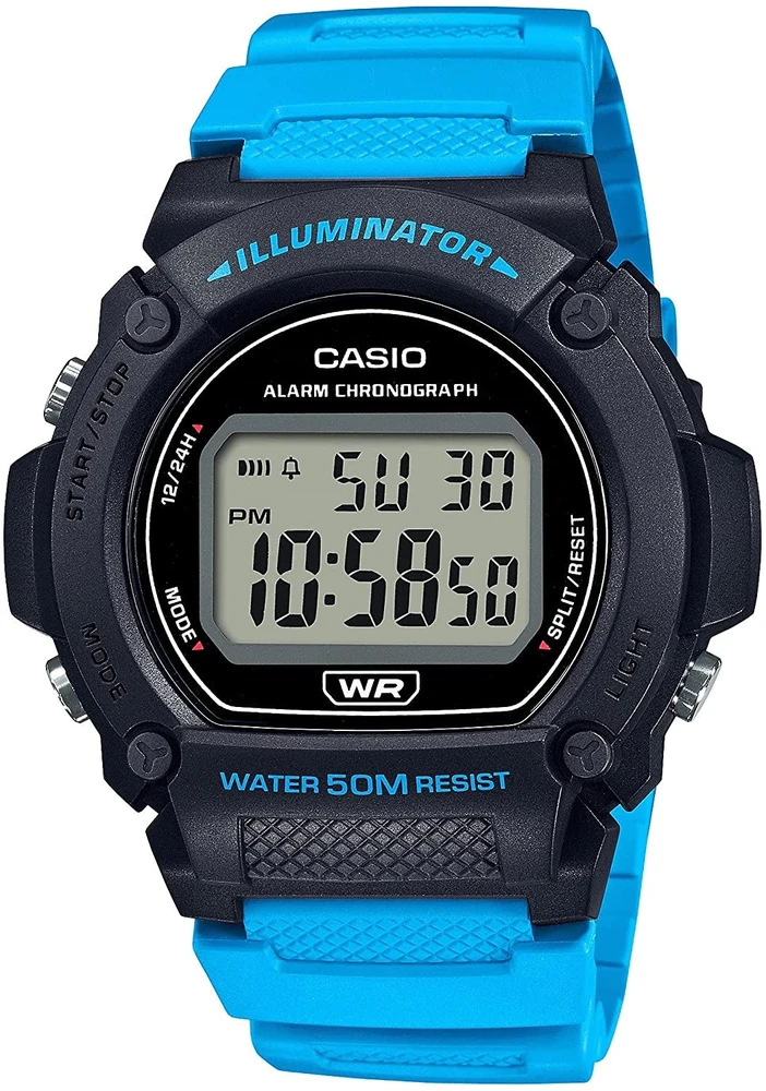 Laikrodis Casio Collection Vintage CASIO TIMELESS COLLECTION SPORT- ILLUMINATOR, WR 50M, ALARM, CHRONOGRAPH - Juodas (Brilliant color strap) W-219H-2A2VDF
