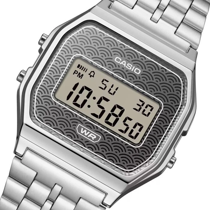 Laikrodis Casio Collection Vintage CASIO VINTAGE modelis ICONIC - TRADITIONAL SEIGAIHA PATTERN Limited Edition - Pilkas