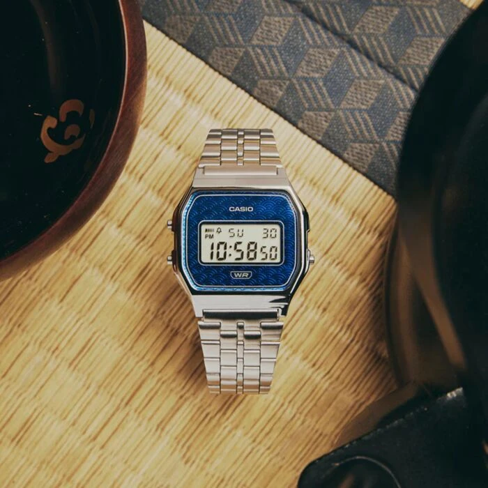 Laikrodis Casio Collection Vintage CASIO VINTAGE ICONIC - TRADITIONAL SEIGAIHA PATTERN Limited Edition - Mėlynas A159WEVJ-2ER