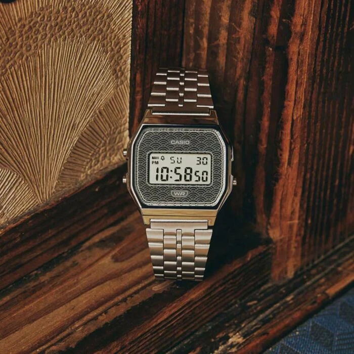 Laikrodis Casio Collection Vintage CASIO VINTAGE modelis ICONIC - TRADITIONAL SEIGAIHA PATTERN Limited Edition - Pilkas