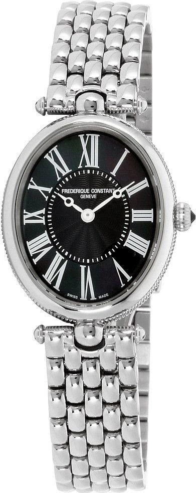 Moteriškas Frederique Constant Classics Art Deco laikrodis juodu ciferblatu