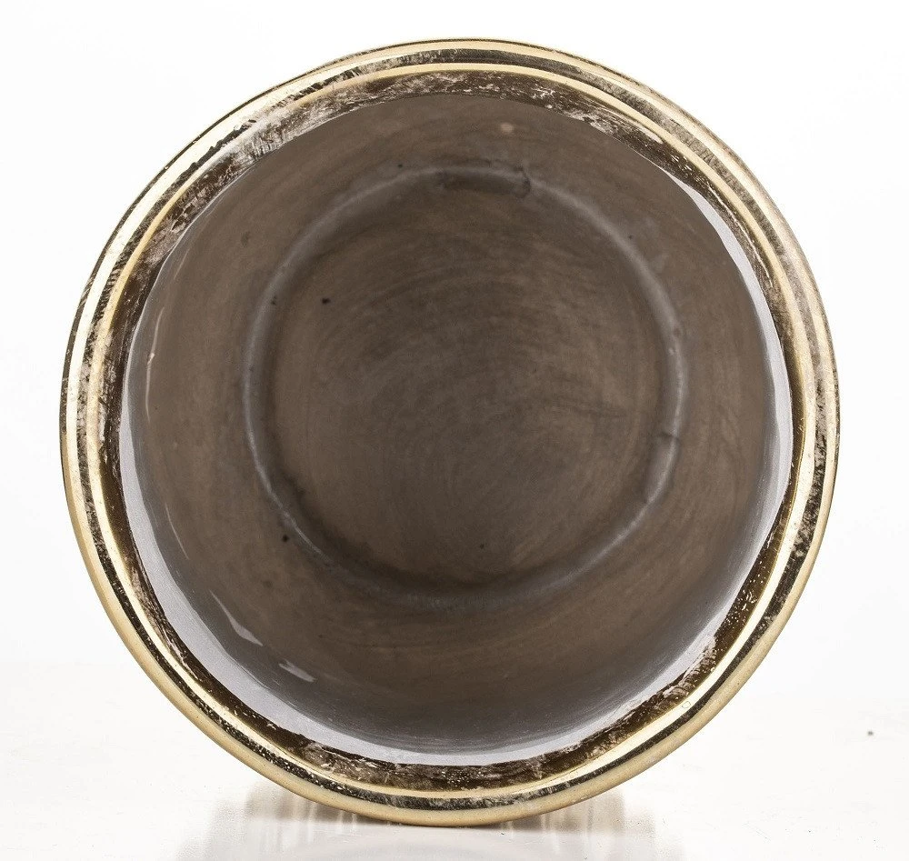 Art-Pol Keraminis vazonas, apvalus, auksinis, 13,5 x 12,5(A) cm