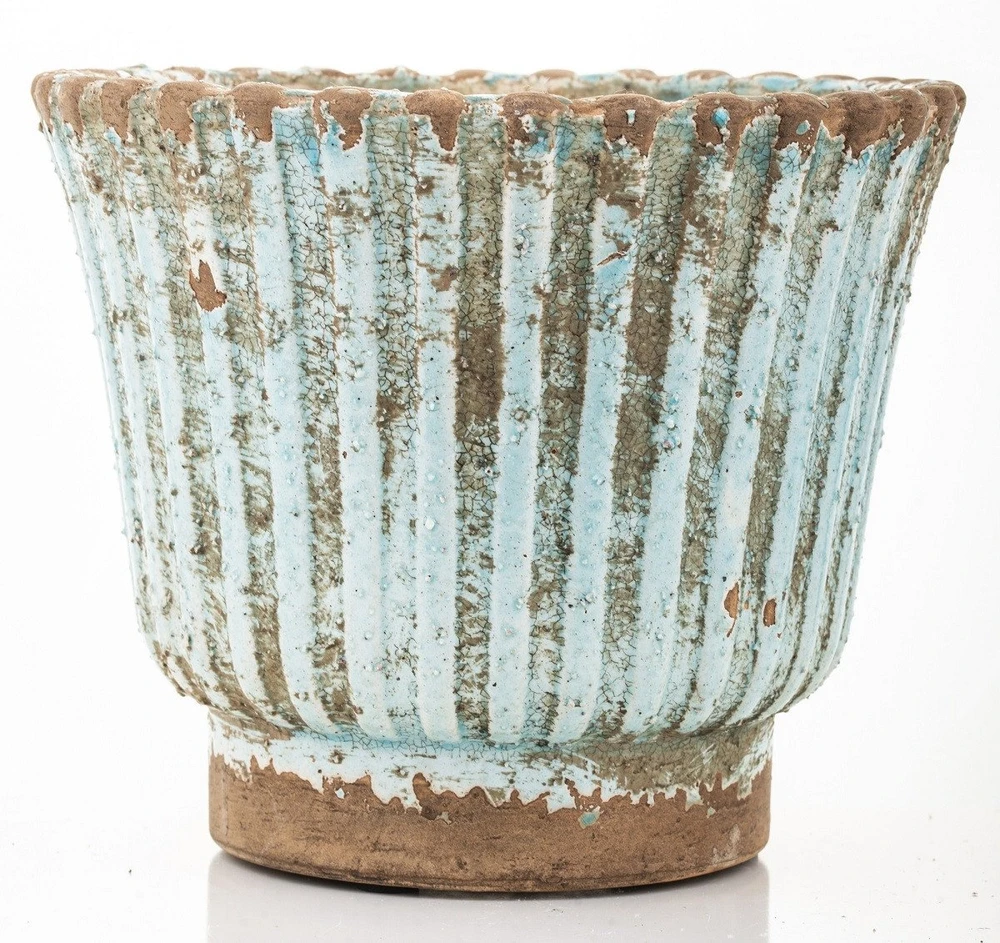 Art-Pol Keraminis vazonas, apvalus, žalias/rudas, 20 x 17(A) cm