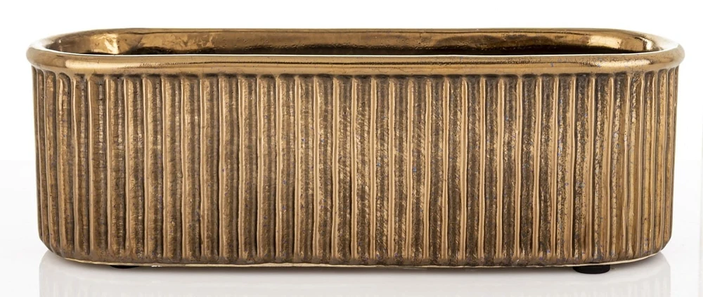 Art-Pol Keraminis vazonas, ovalus, auksinis, 28,5x9,5 x 9,5(A) cm