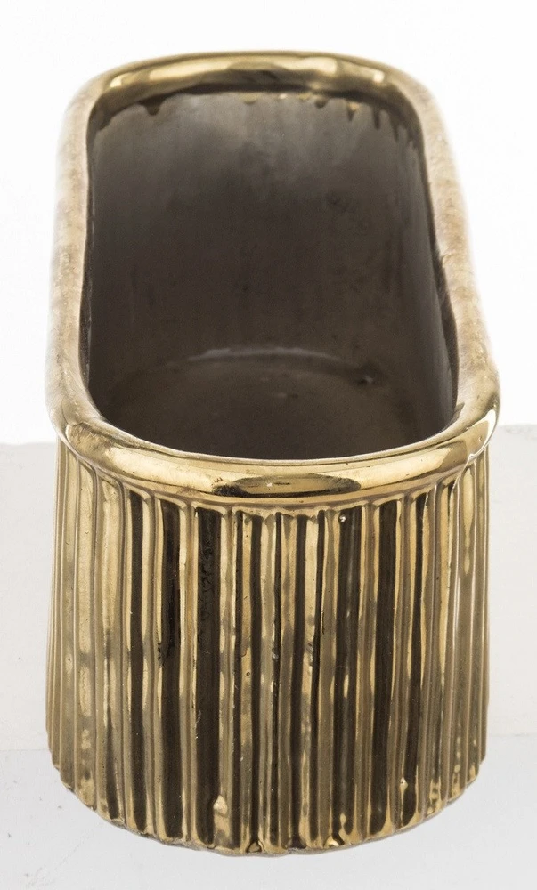 Art-Pol Keraminis vazonas, ovalus, auksinis, 28,5x9,5 x 9,5(A) cm