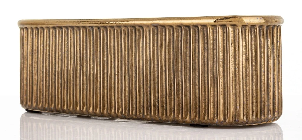 Art-Pol Keraminis vazonas, ovalus, auksinis, 28,5x9,5 x 9,5(A) cm