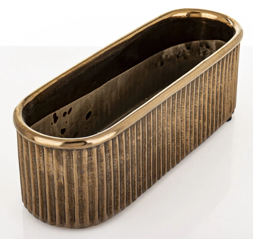 Art-Pol Keraminis vazonas, ovalus, auksinis, 28,5x9,5 x 9,5(A) cm