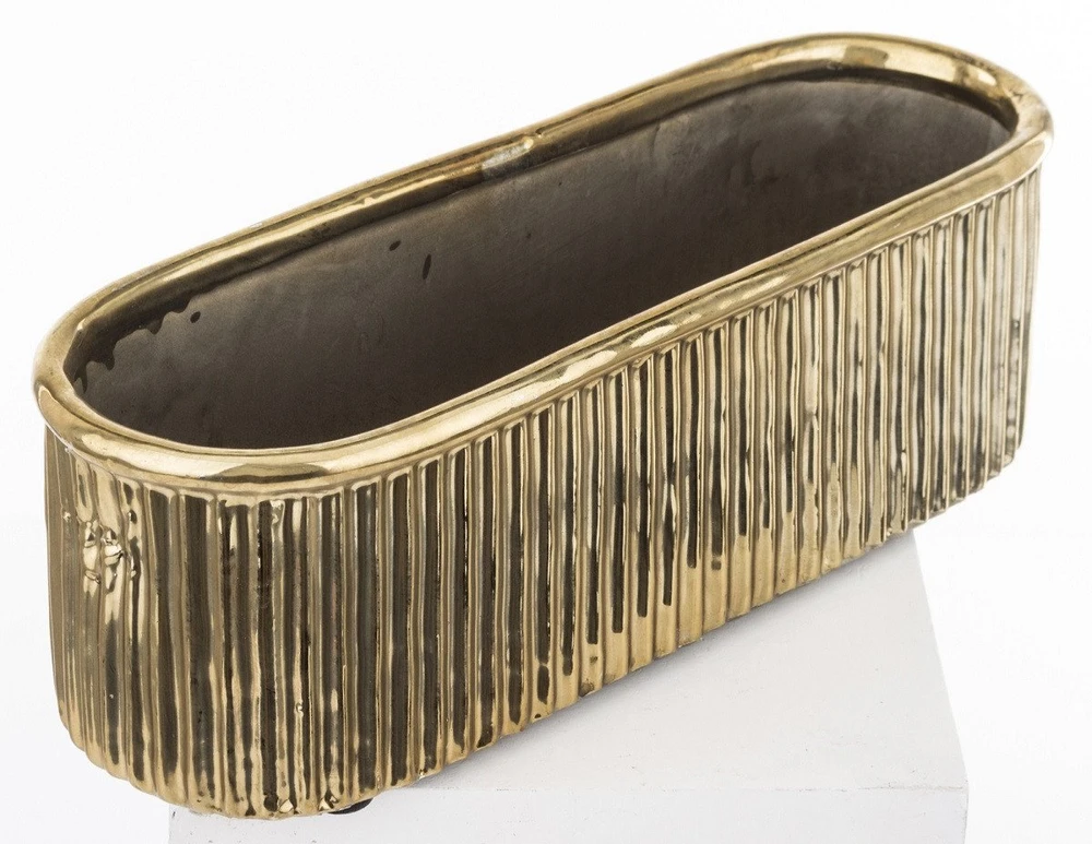 Art-Pol Keraminis vazonas, ovalus, auksinis, 28,5x9,5 x 9,5(A) cm
