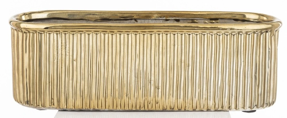 Art-Pol Keraminis vazonas, ovalus, auksinis, 28,5x9,5 x 9,5(A) cm
