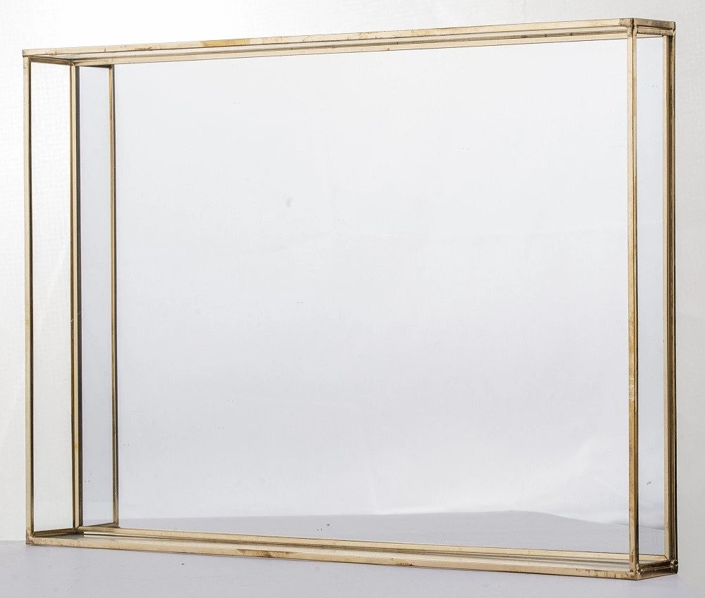 Art-Pol Padėklas metalas/stiklas, stačiakampis, auksinis, 34x24x4(A) cm