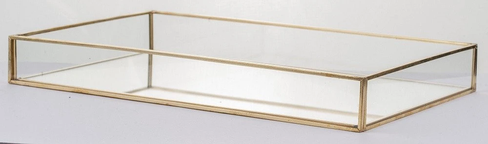 Art-Pol Padėklas metalinis su veidrodžiu aukso sp. 4x29,5x18,5 cm 135861