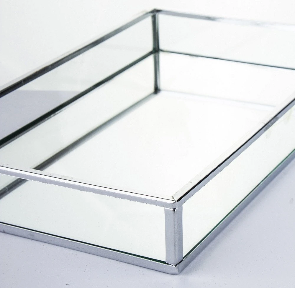 Art-Pol Padėklas metalinis su veidrodžiu sidabrinės sp. 3x24x14 cm 135834