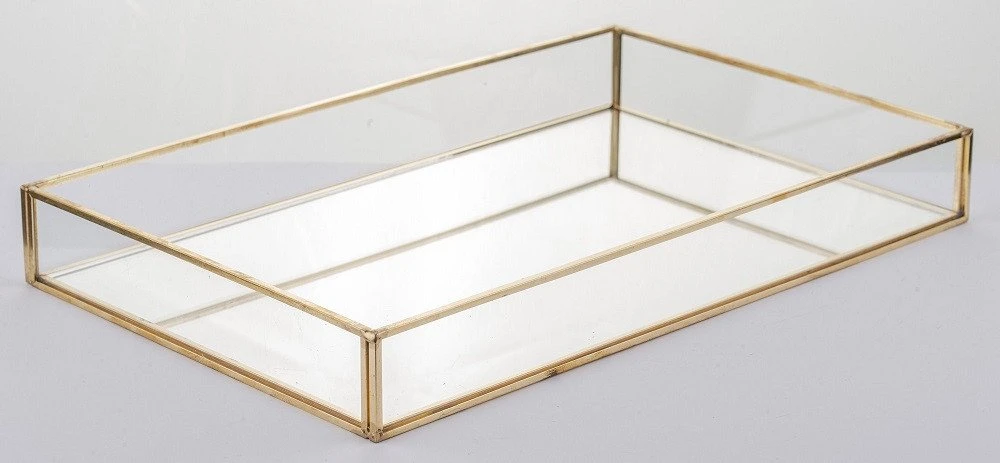 Art-Pol Padėklas metalinis su veidrodžiu aukso sp. 4x29,5x18,5 cm 135861