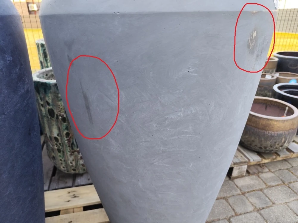 Mega Keraminė vaza Mila, apvali, pilka, 56 x 86(A) cm - pažeista