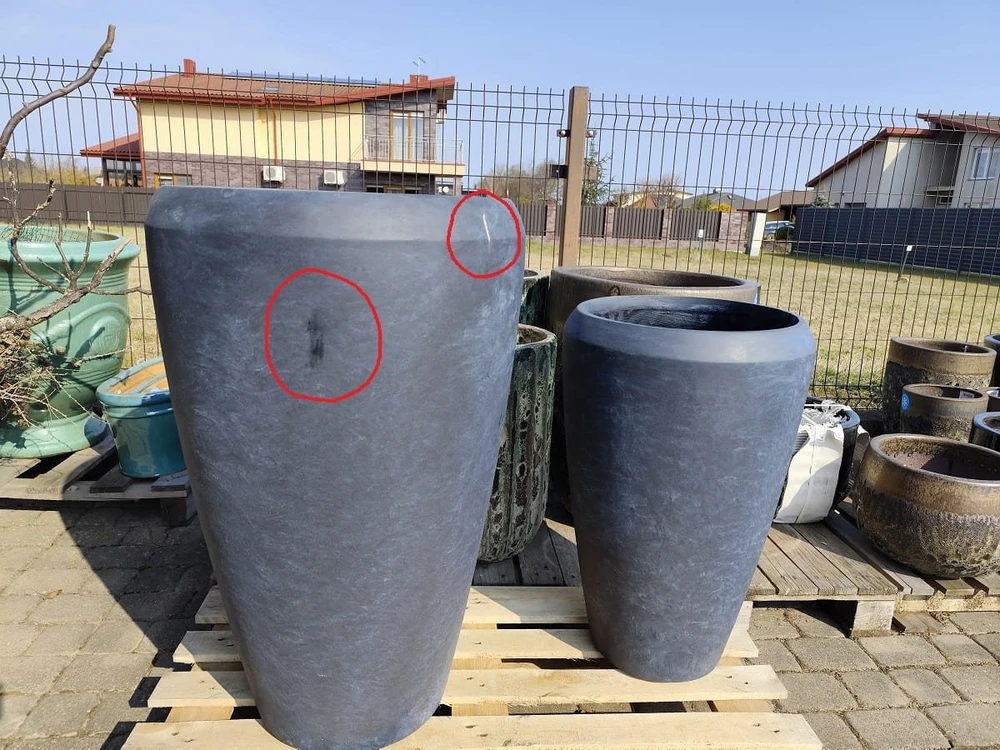 Mega Keraminė vaza Mila, apvali, tams.pilka, 56 x 86(A) cm - pažeista