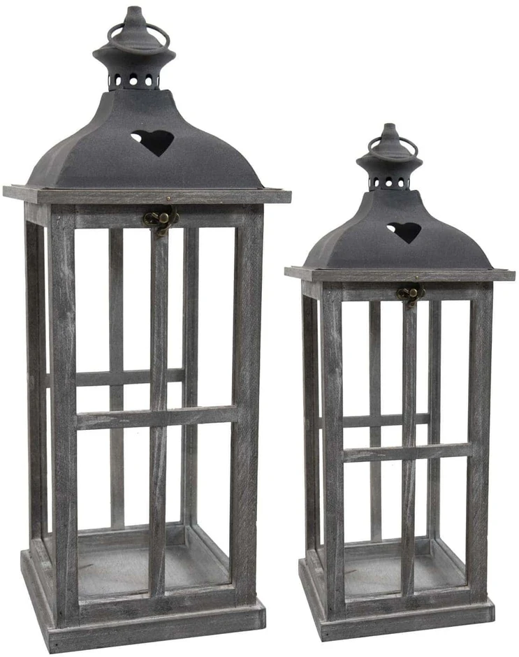 Mega Žibintas Lantern, kvadratinis, pilkas, 19,5 x 49,5(A) cm