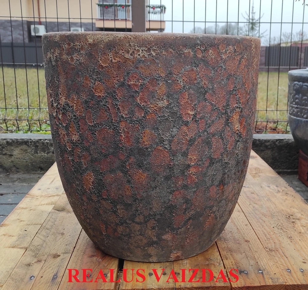 POLNIX Keraminis vazonas ATLANTIS, apvalus, rudas, 46 x 46(A) cm