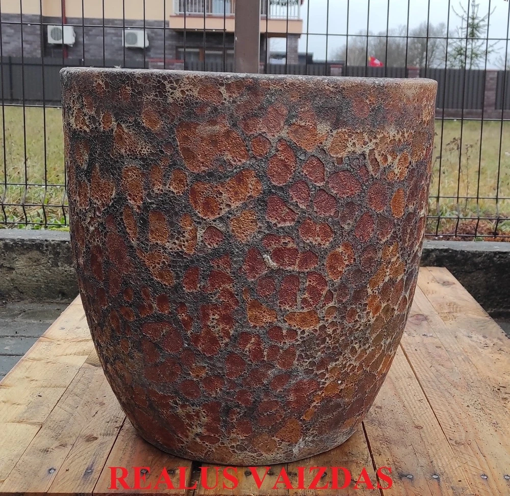 POLNIX Keraminis vazonas ATLANTIS, apvalus, rudas, 46 x 46(A) cm