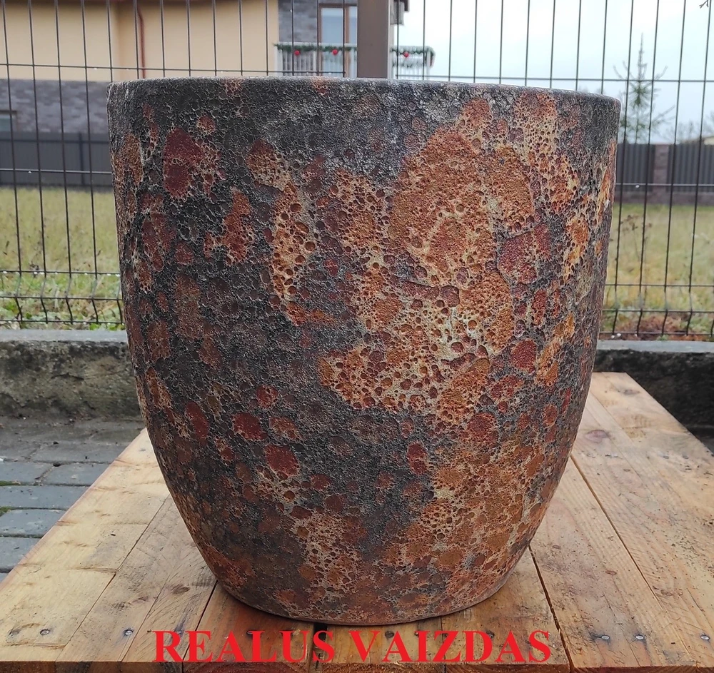 POLNIX Keraminis vazonas ATLANTIS, apvalus, rudas, 46 x 46(A) cm