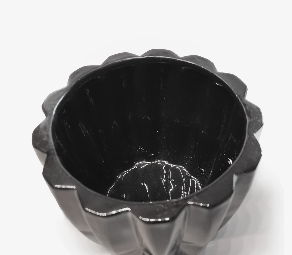 POLNIX Keraminis vazonas PIANO, apvalus, juodas, 13 x 12(A) cm