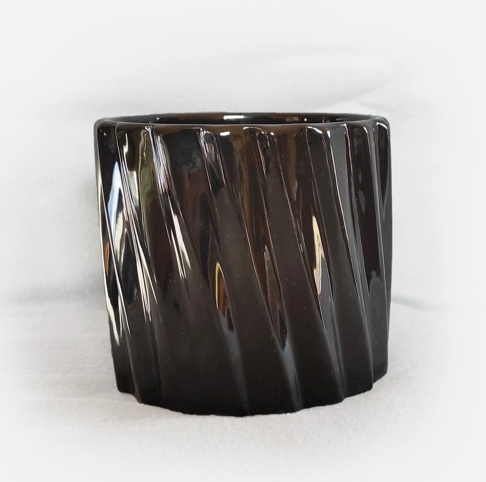 POLNIX Keraminis vazonas PIANO, apvalus, juodas, 13 x 12(A) cm